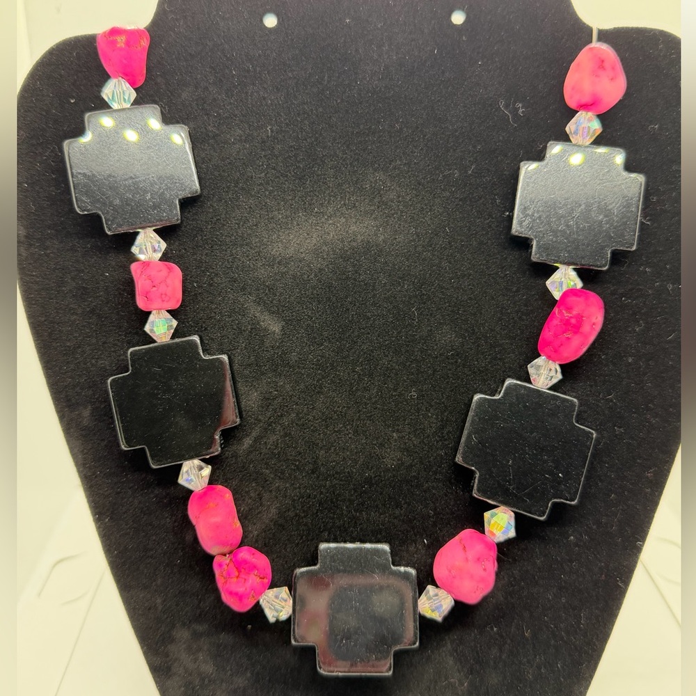 Black and Pink Statement Necklace